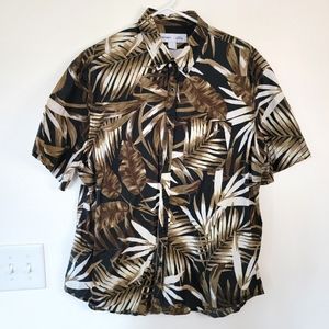 Old Navy Built In Flex Slim Fit Short Sleeve Button Down Shirt Palms Men's XL